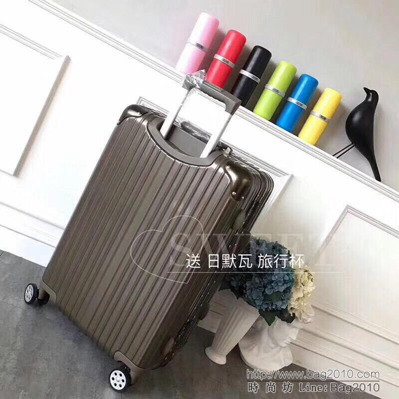 RIMOWA日默瓦 經典款拉杆箱 pc配鋁鎂合金邊框 代工廠生產 靜音萬向輪 無極拉杆拉箱  xbt1078